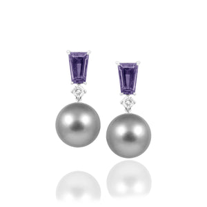 Pearl Amethyst and Diamond Earrings
