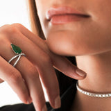 Emerald Diamond Crisscross Ring