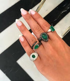 Emerald and Black Diamonds Serpent Ring