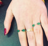 Pear on Pear Emerald Ring (White Gold)