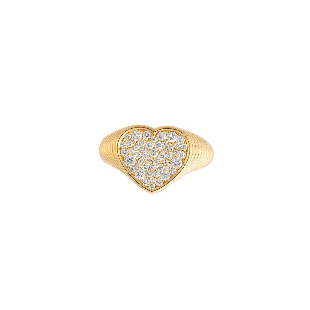 Diamond Pave Heart Ridged Ring
