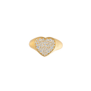 Diamond Pave Heart Ridged Ring