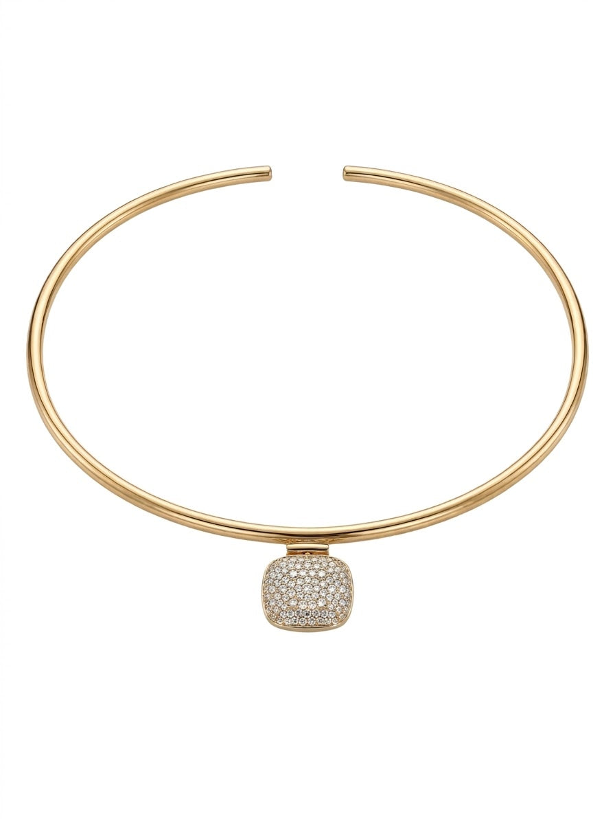 Cleo Collar With Diamond Pave Medallion