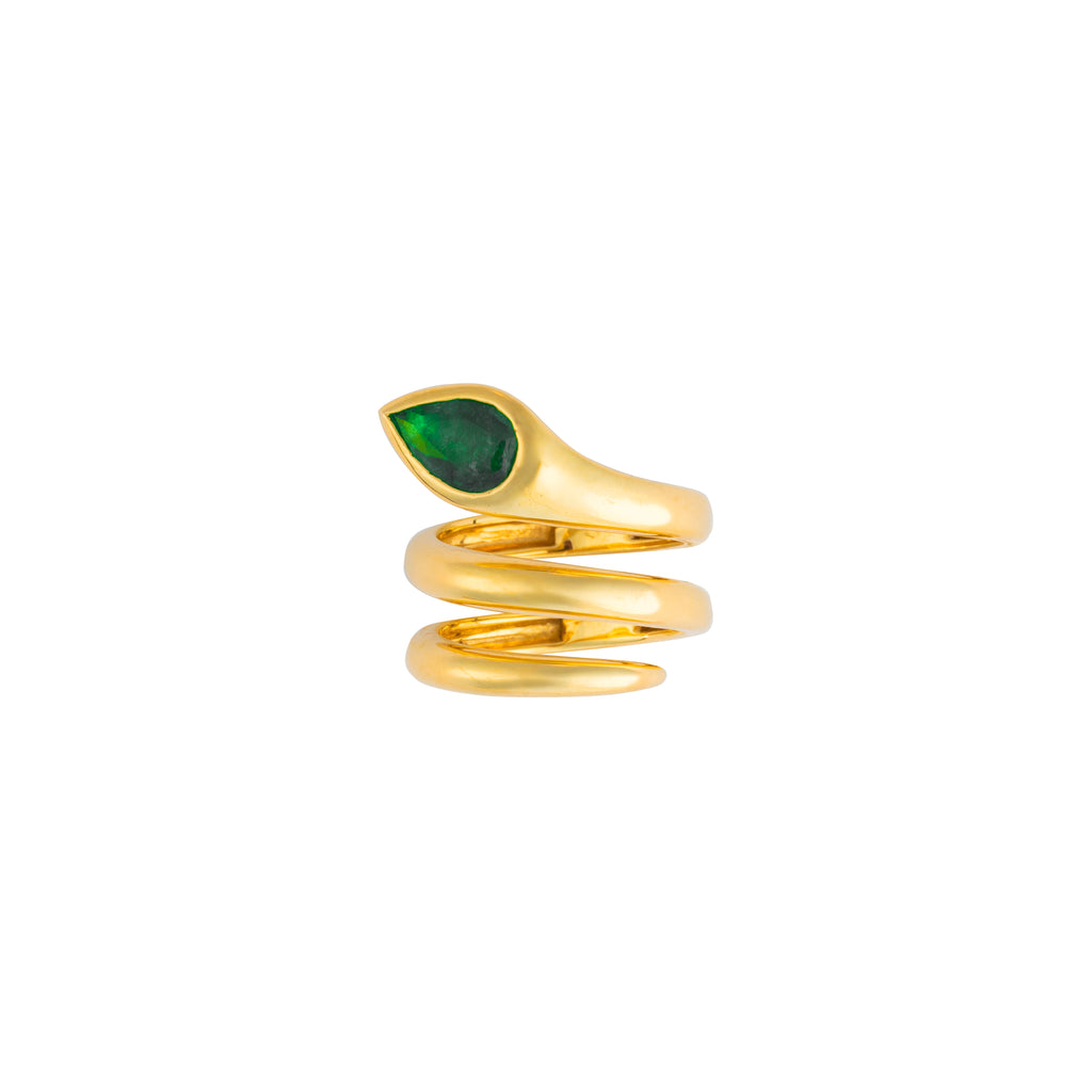 Spiral Serpent Emerald Ring