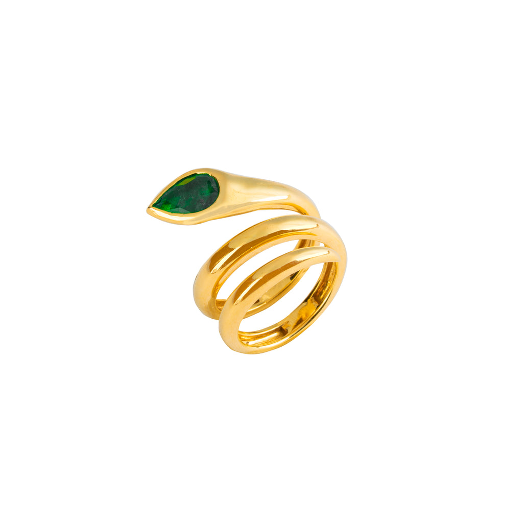 Spiral Serpent Emerald Ring