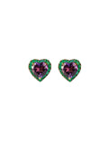 Amethyst With Emerald Hear Earrings
