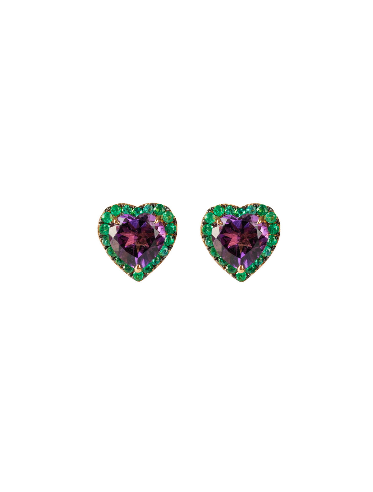Amethyst With Emerald Hear Earrings