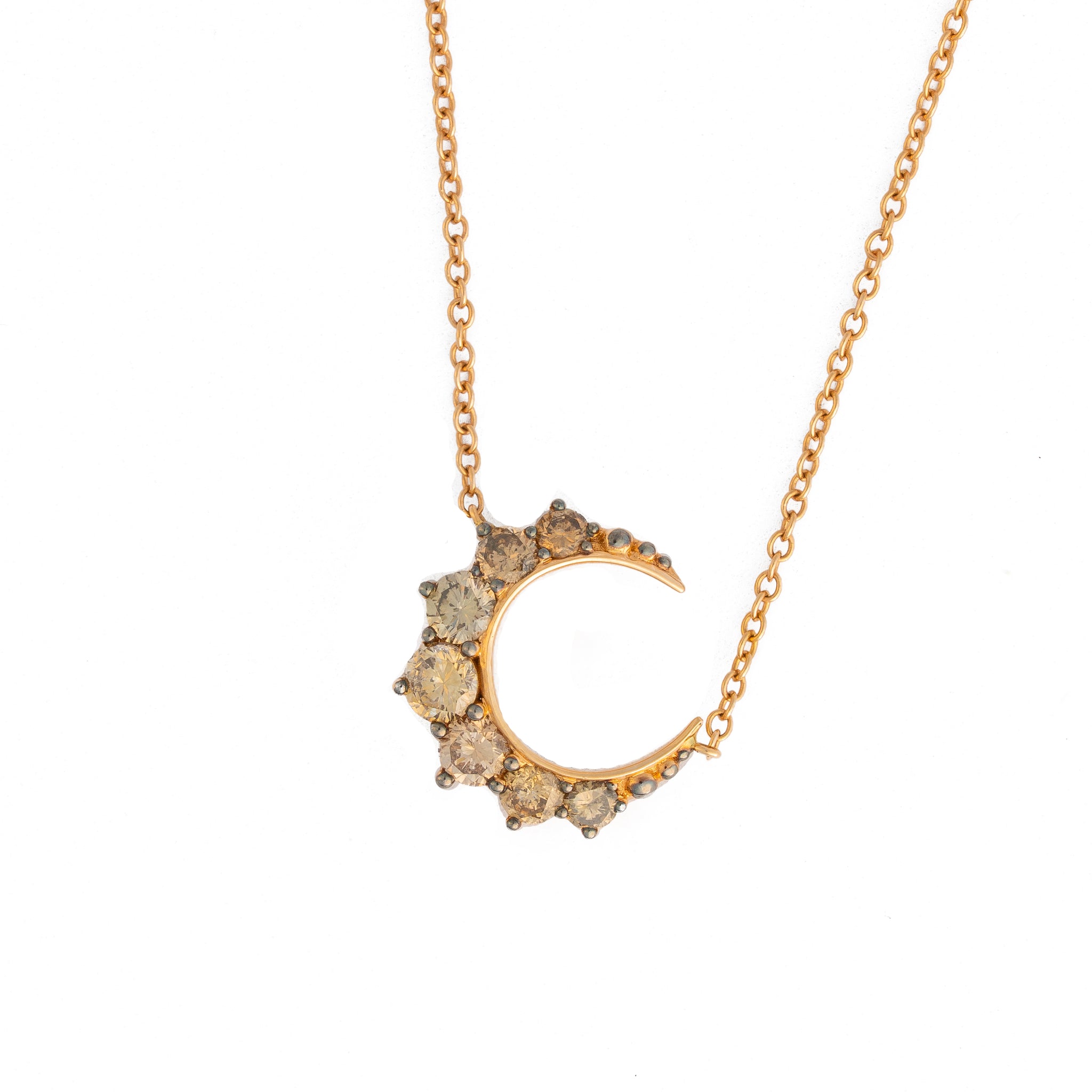 Mini Brown Diamond Crescent Necklace