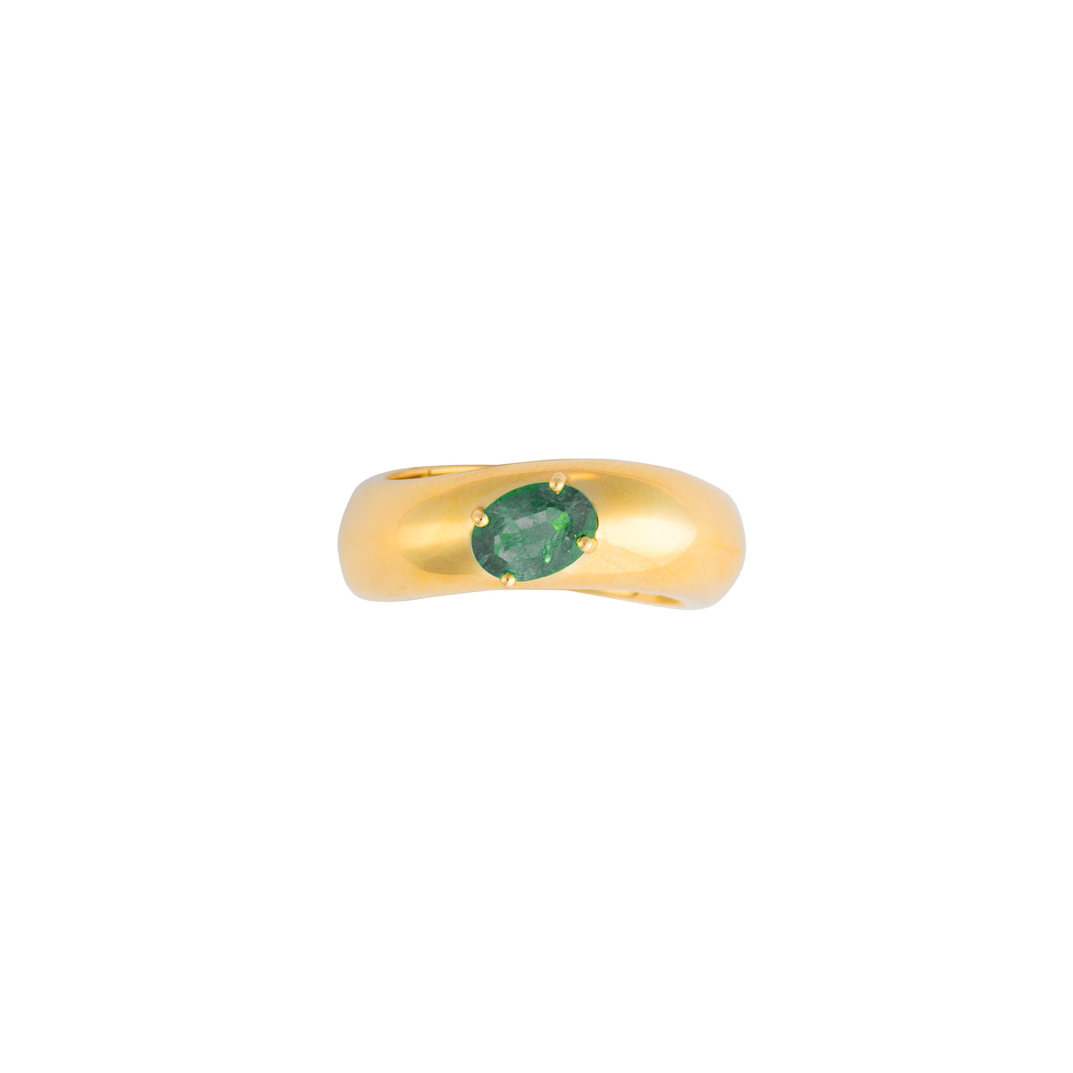 Bombe Gold Wave Ring With Emerald Oval