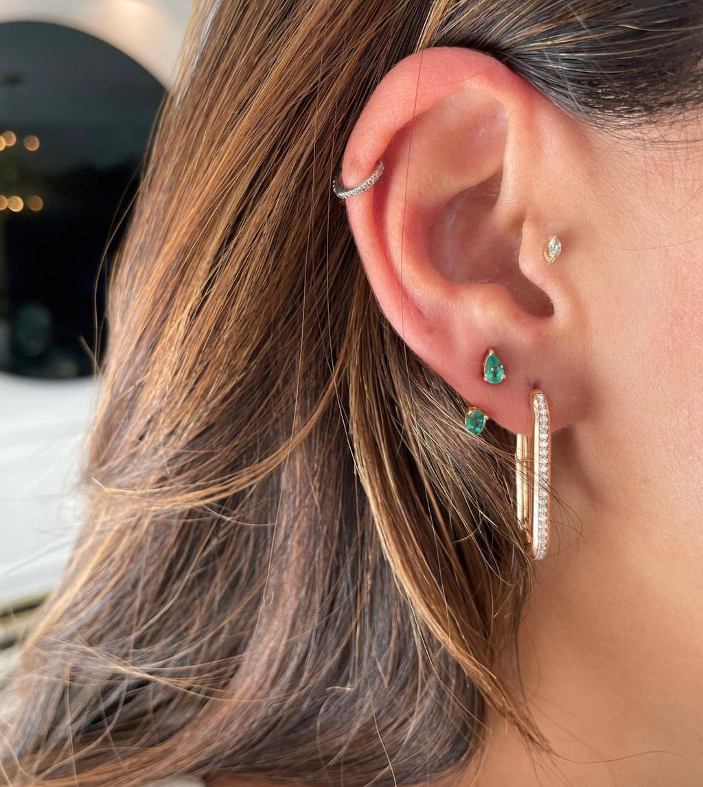 Tala White Diamond Elongated Hoops
