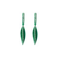 Green Rhodium Leaf Earrings