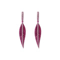 Pink Rhodium Leaf Earrings