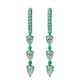 Green Rhodium Triple Diamond Pear Hoop