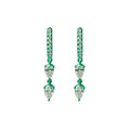 Green Rhodium Double Diamond Pear Hoop