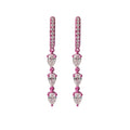 Pink Rhodium Triple Diamond Pear Hoop