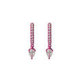 Pink Rhodium Diamond Pear Hoop