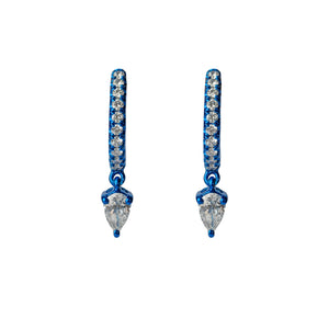 Blue Rhodium Diamond Pear Hoop