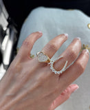 Diamond Pave Heart Ridged Ring