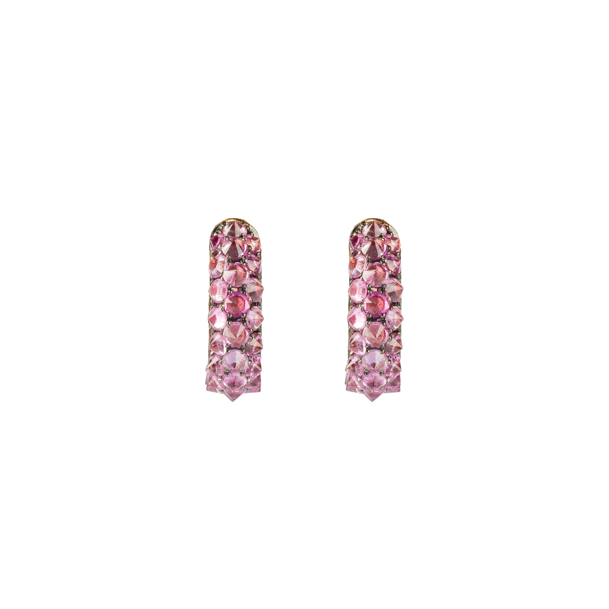 Inverted Pink Sapphire Mini Hoops