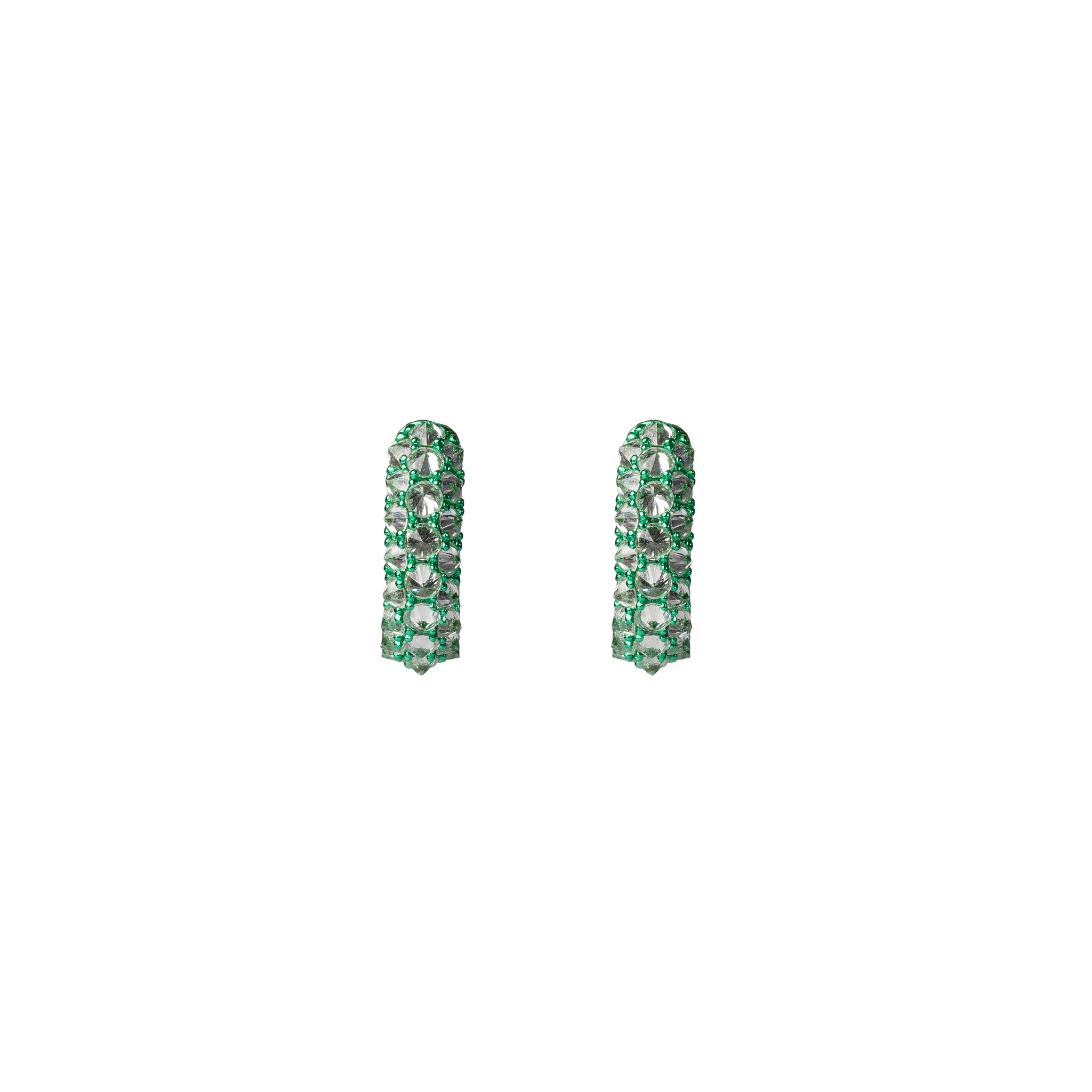 Inverted Diamond Mini Hoops - Green Rhodium