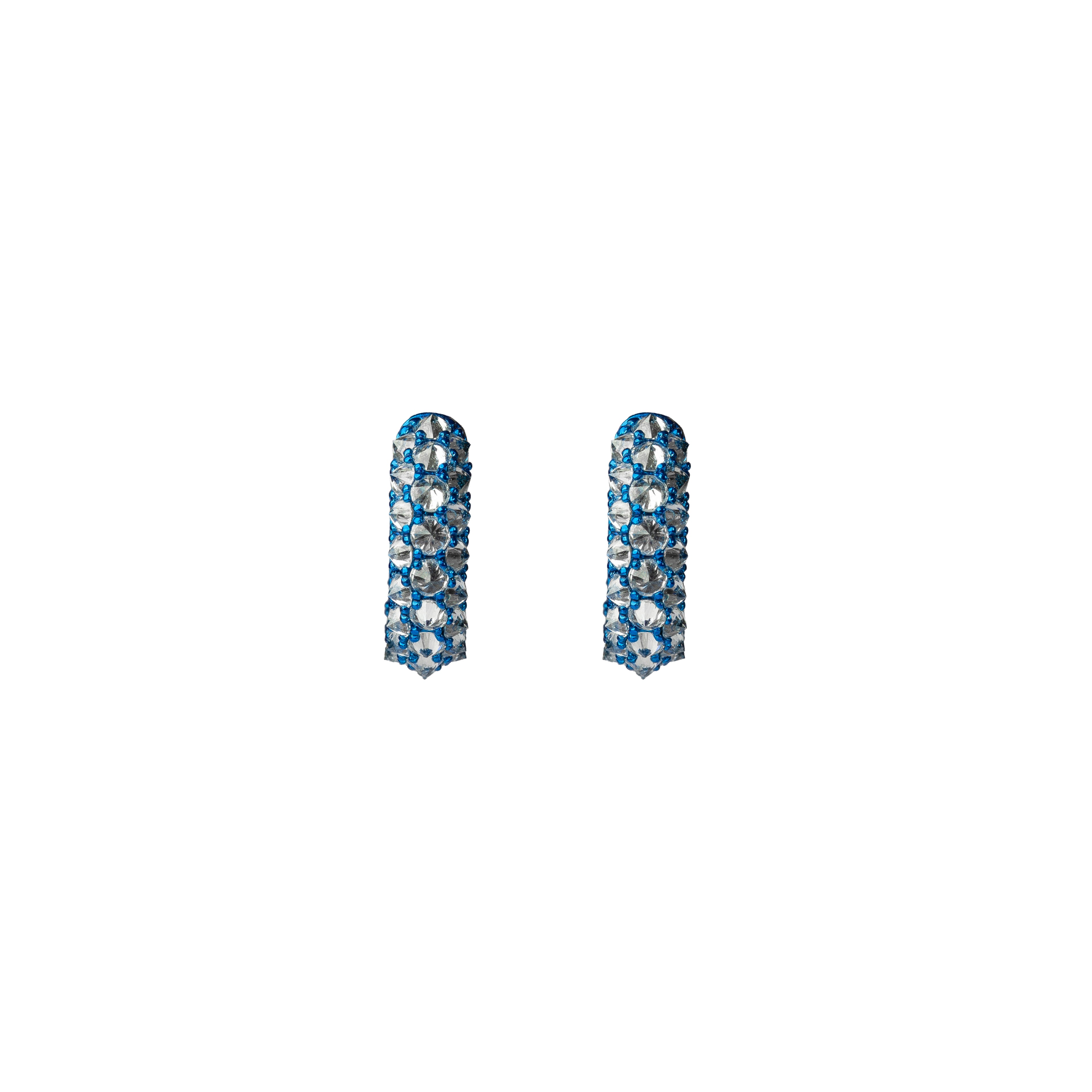 Inverted Diamond Mini Hoops - Blue Rhodium