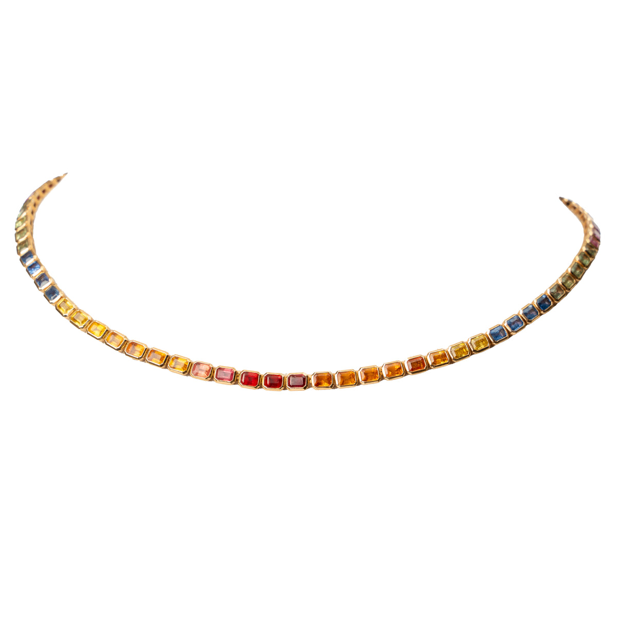 Rainbow Sapphire Bezel Rivière