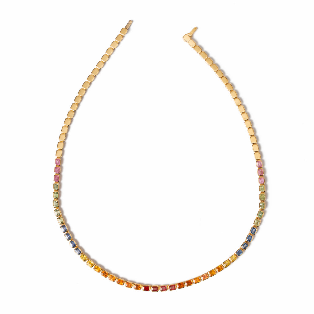 Rainbow Sapphire Bezel Rivière