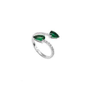 Serpent Double Emerald Ring