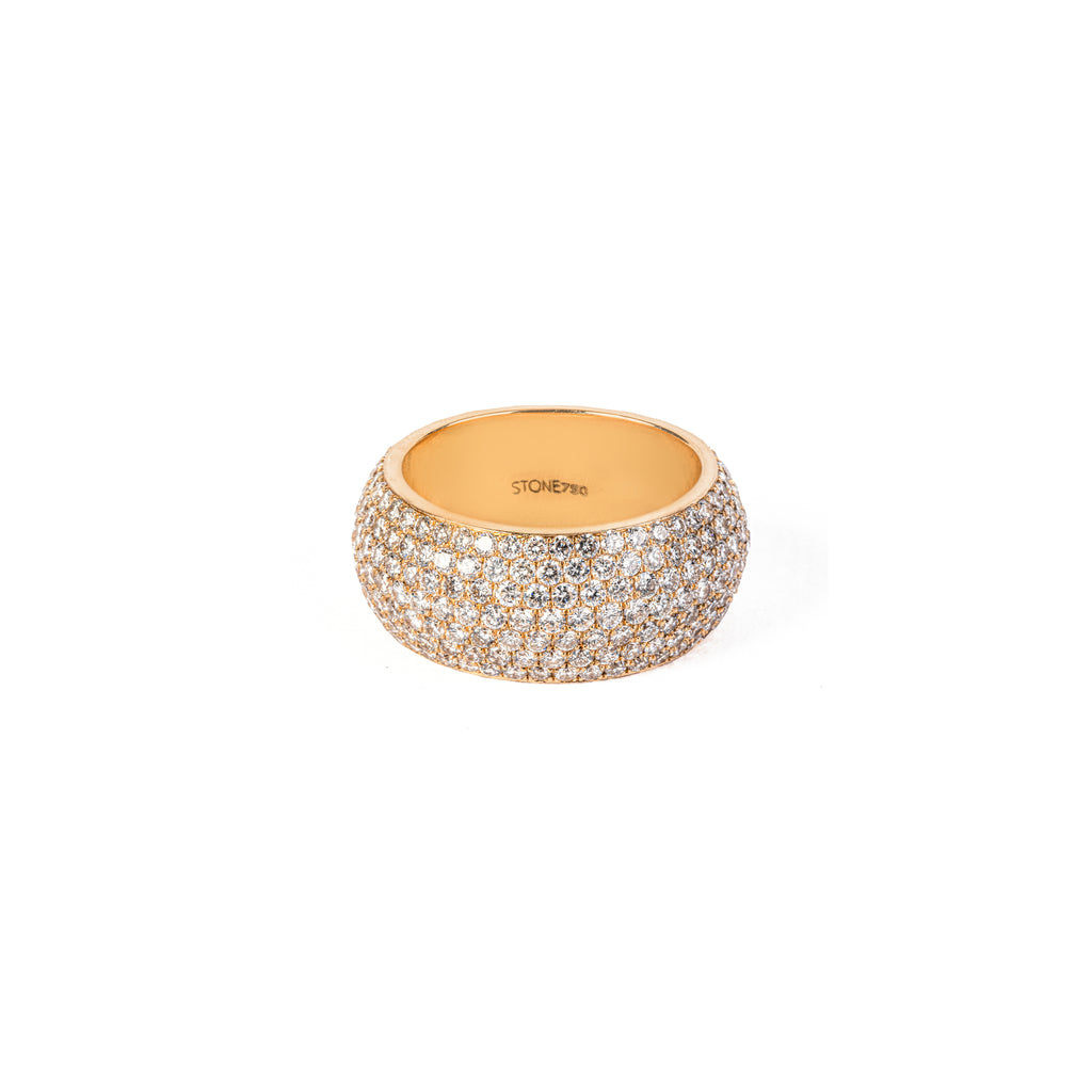 Seven Row White Diamond Dome Ring