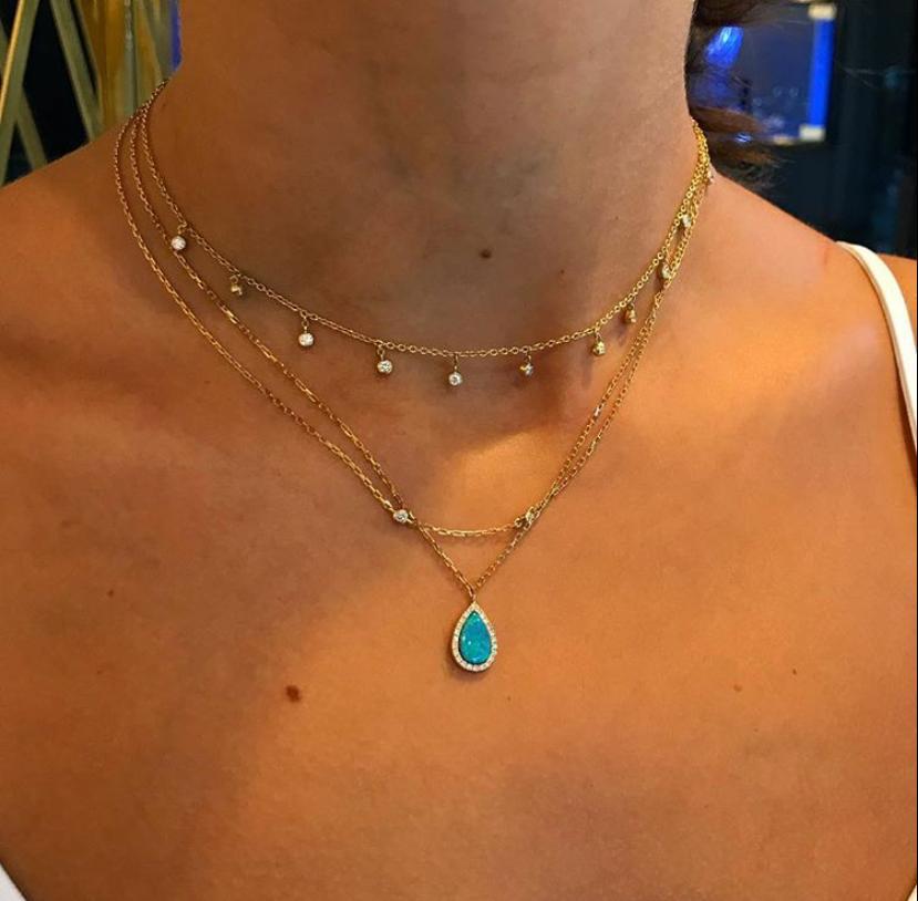 Opal and Diamond Chain Necklace