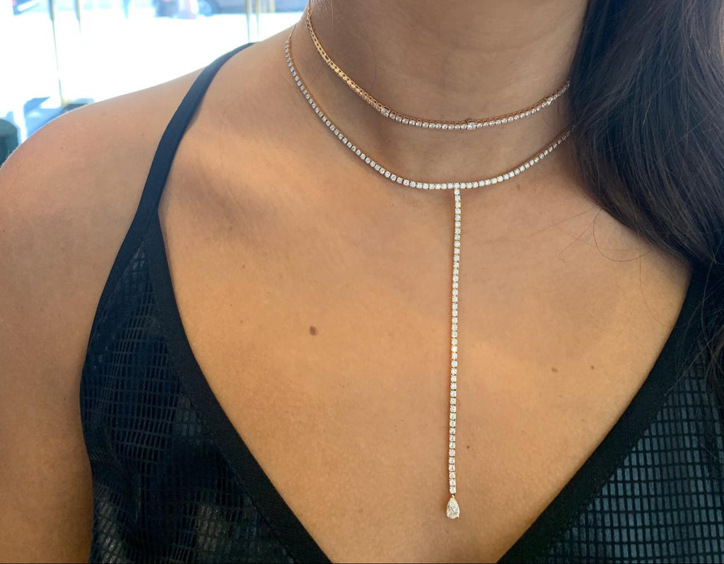Long Pear Diamond Sliding Choker