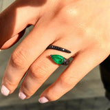 Emerald and Black Diamonds Serpent Ring