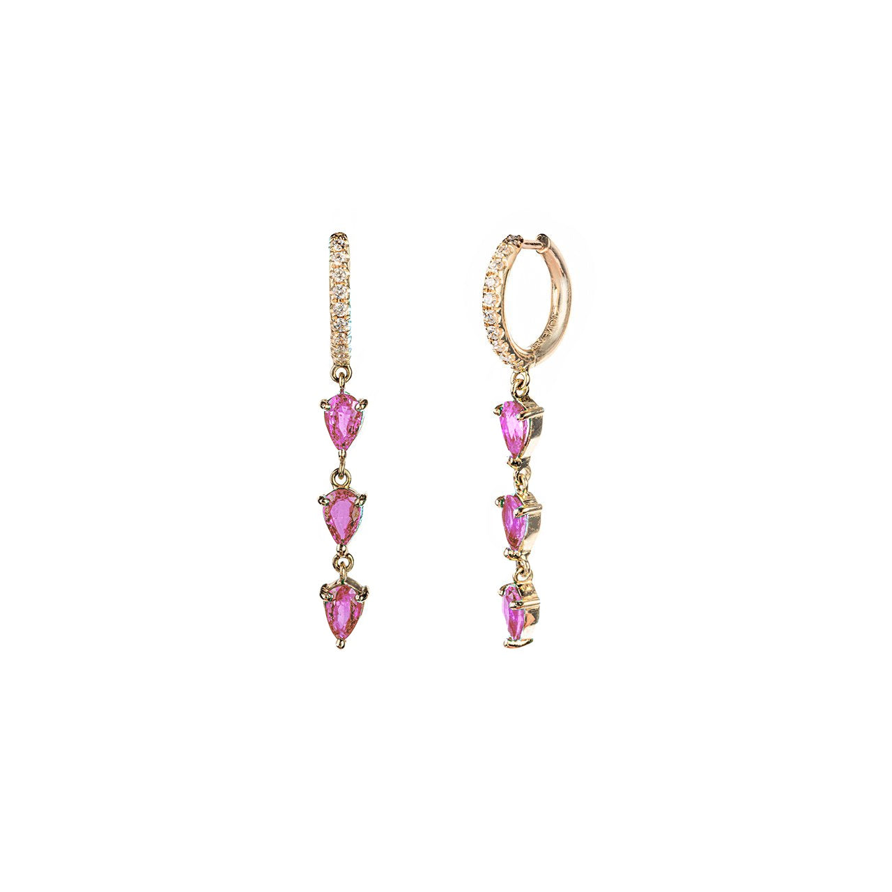 Pink Sapphire Droplets Hoop