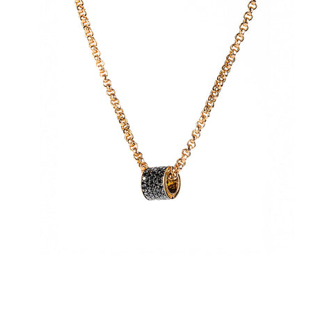 Hand Crafted Rose Cut Black Diamond Necklace, 3.05 Ct. Diamond Necklace,  14K Rose Gold Halo Diamond Pendant