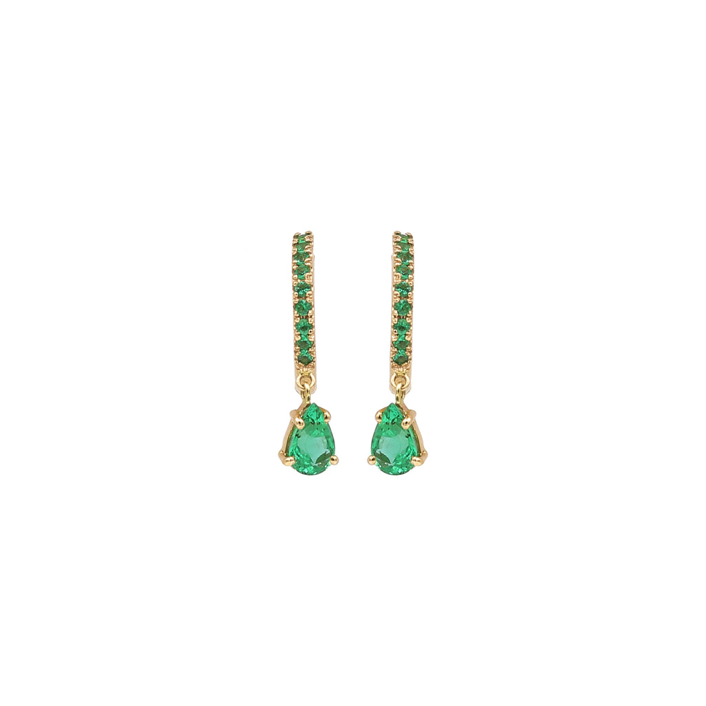 Pear Emerald on Emerald Hoop