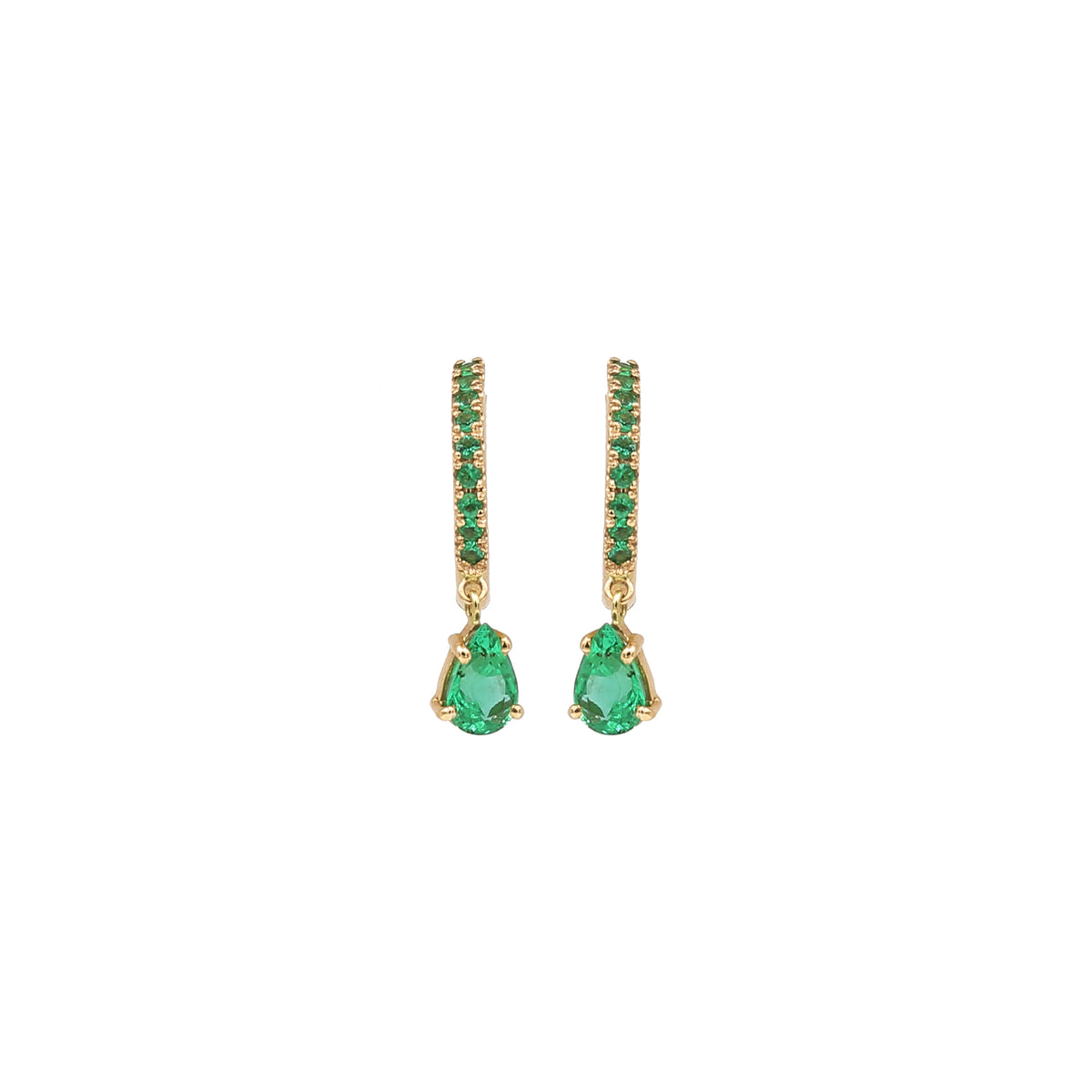 Pear Emerald on Emerald Hoop