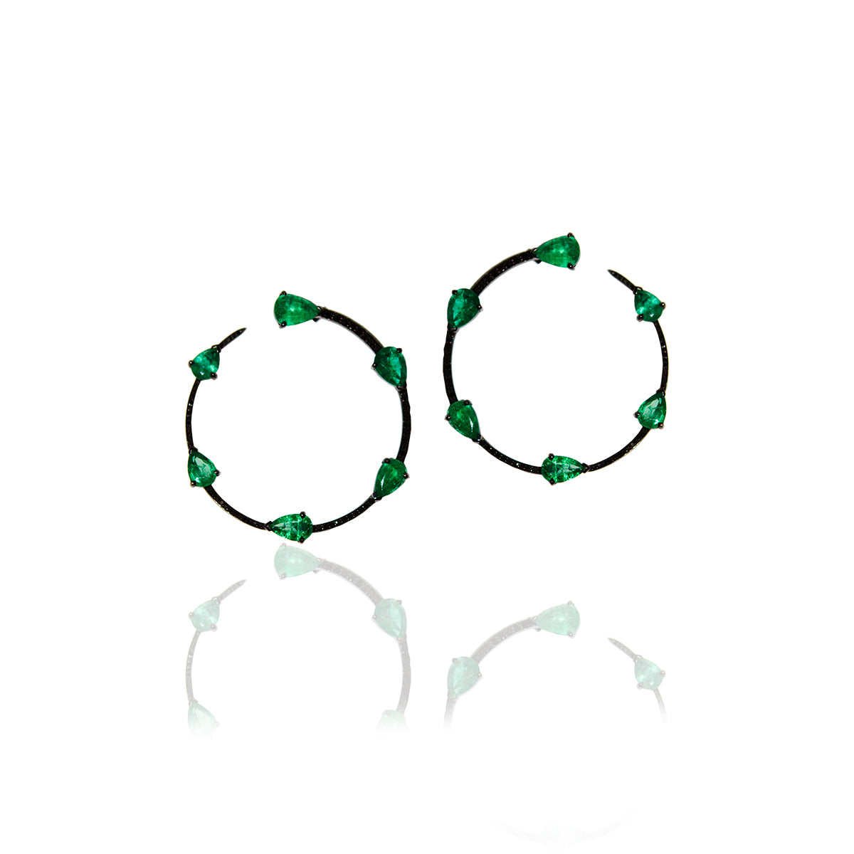 Solar Black Diamond Emerald Earring