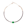 Black Diamond Choker with Emerald Cut Zambian Emerald