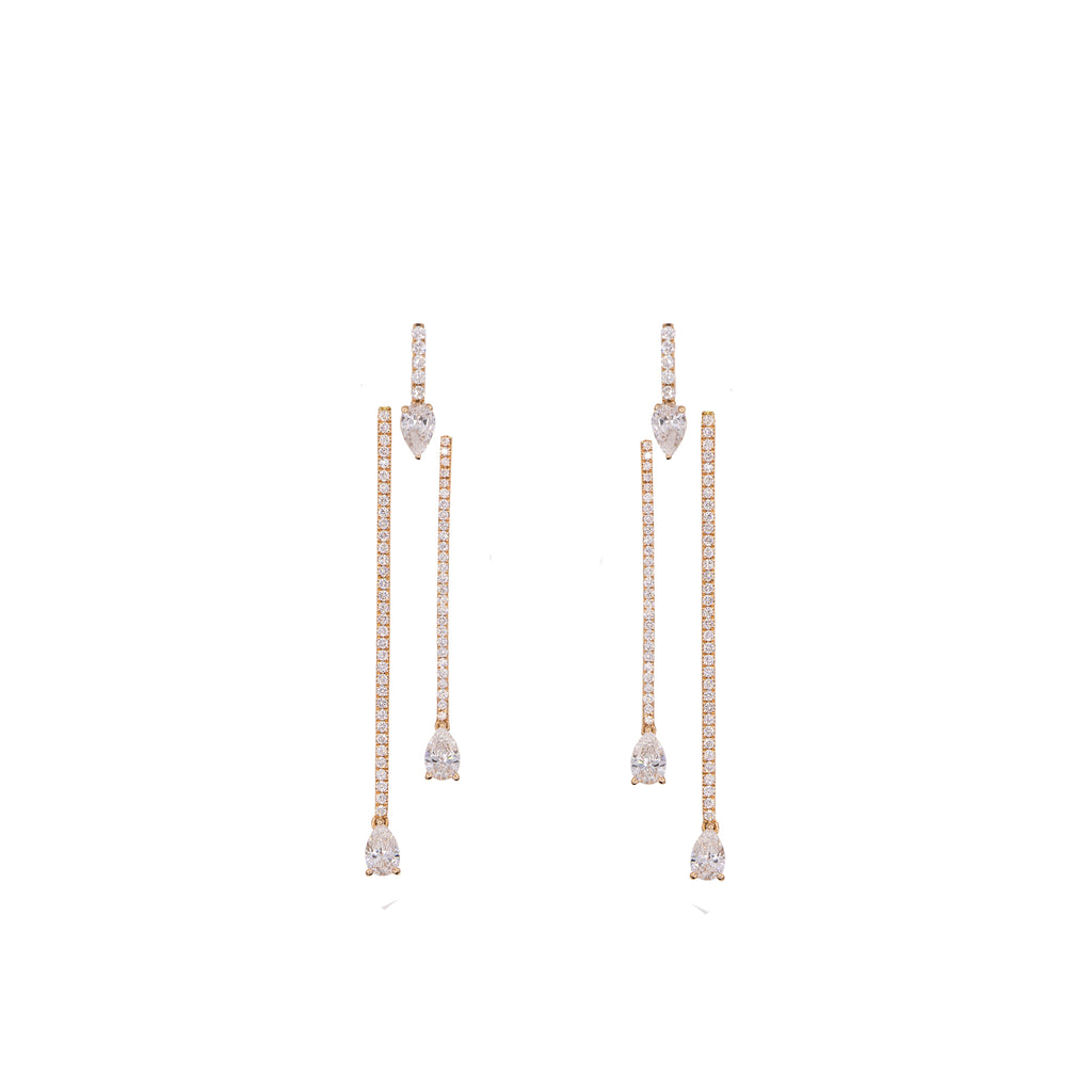 Pear Sticks Diamond Jacket Earring