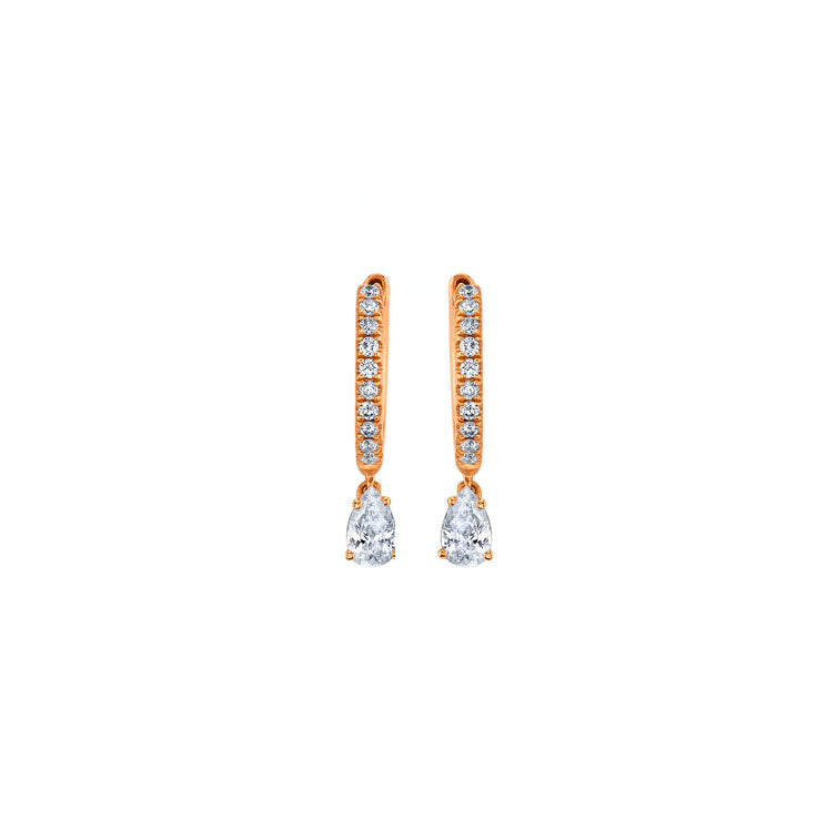 Pear White Diamond on White Pave Hoop