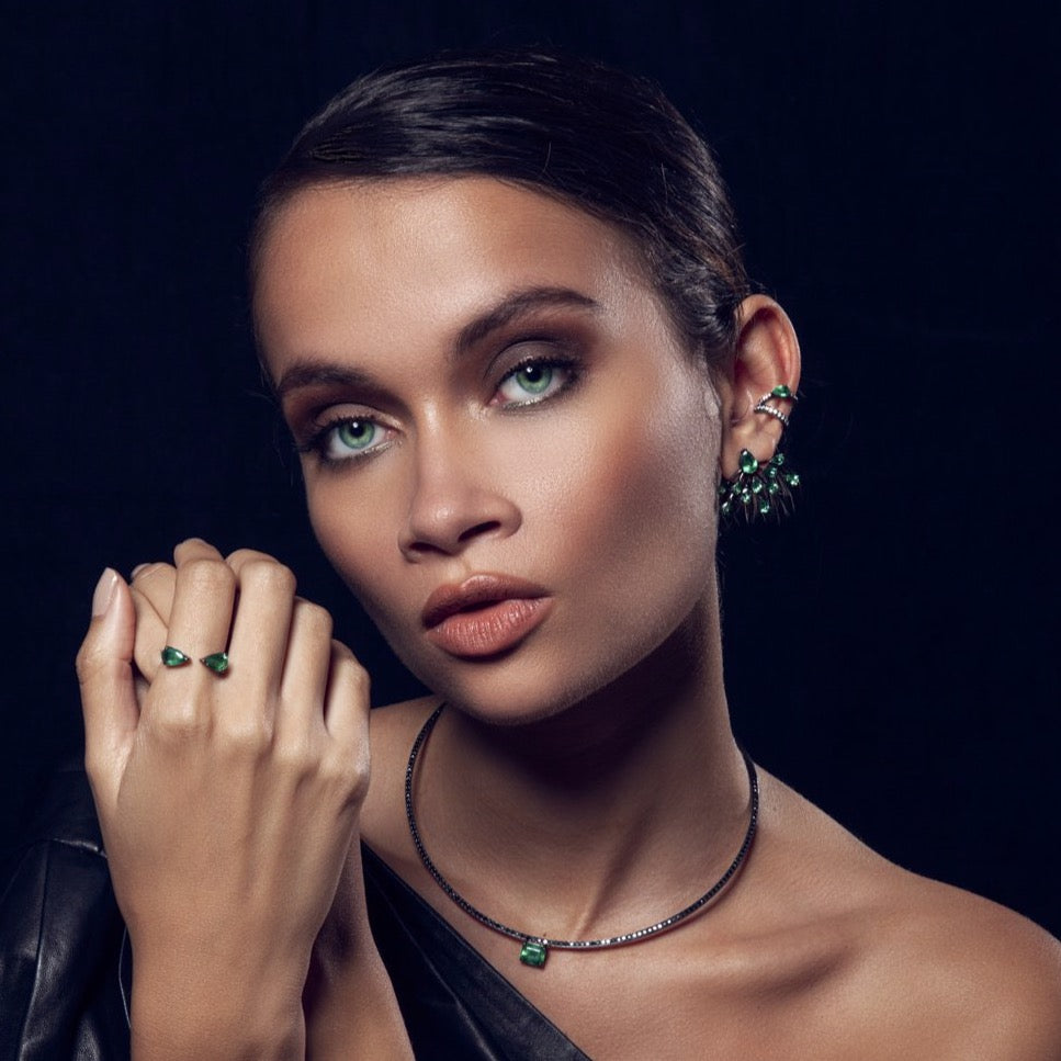 Emerald and Diamond Earcuff