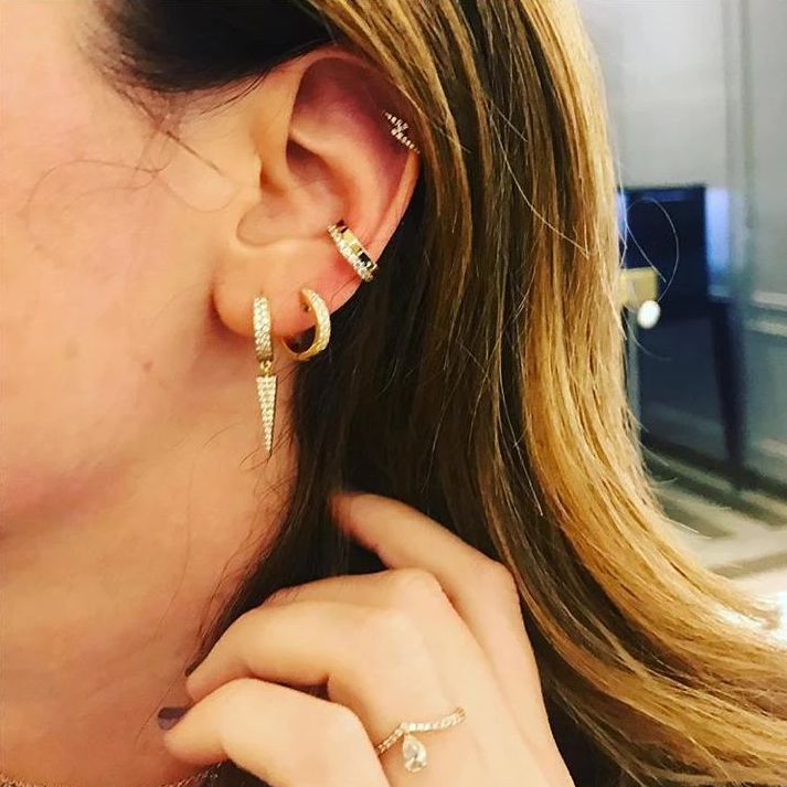 Double Row Gold Diamond Earcuff