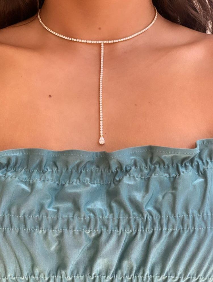 Long Pear Diamond Sliding Choker