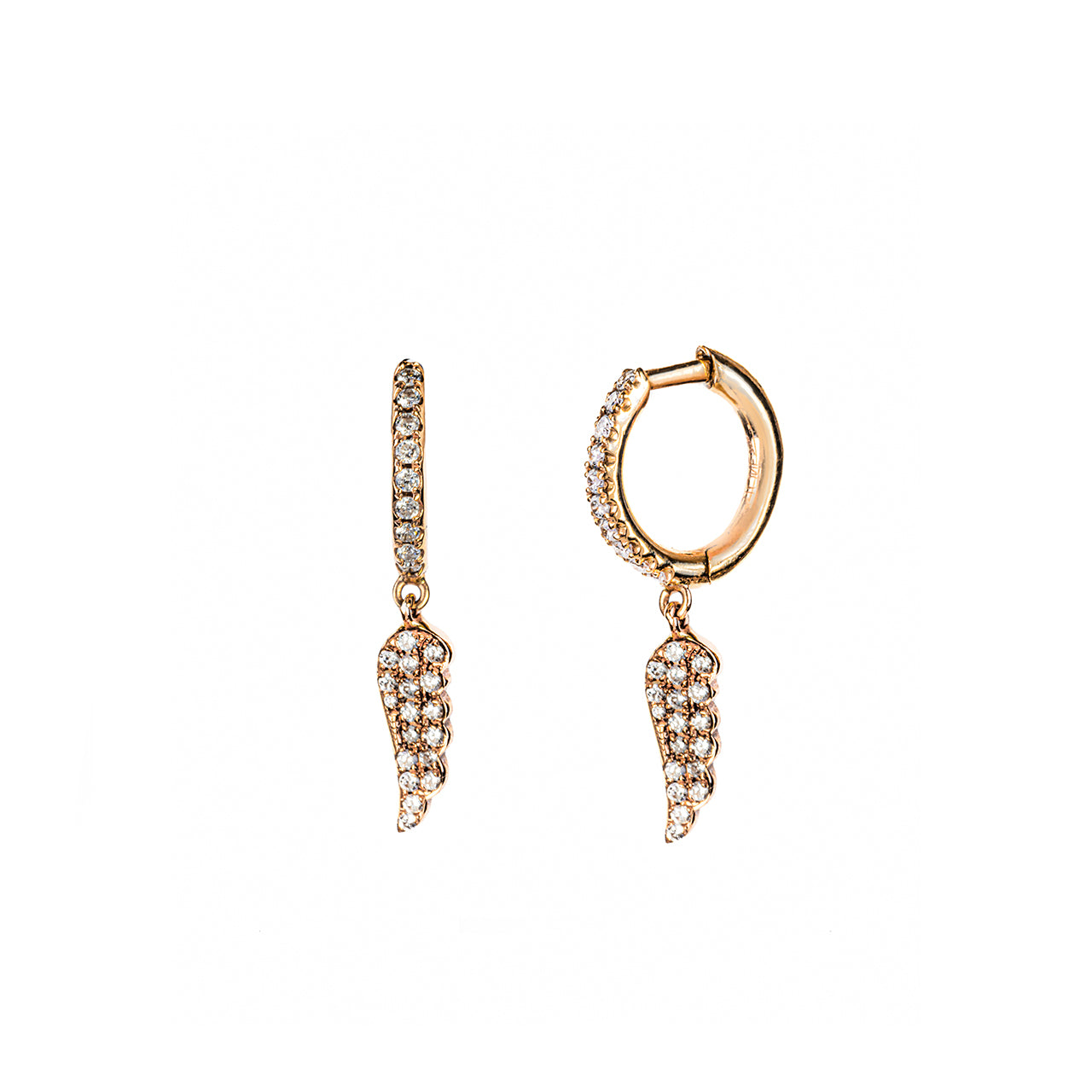 Angel Wing White Diamond Hoop Earring