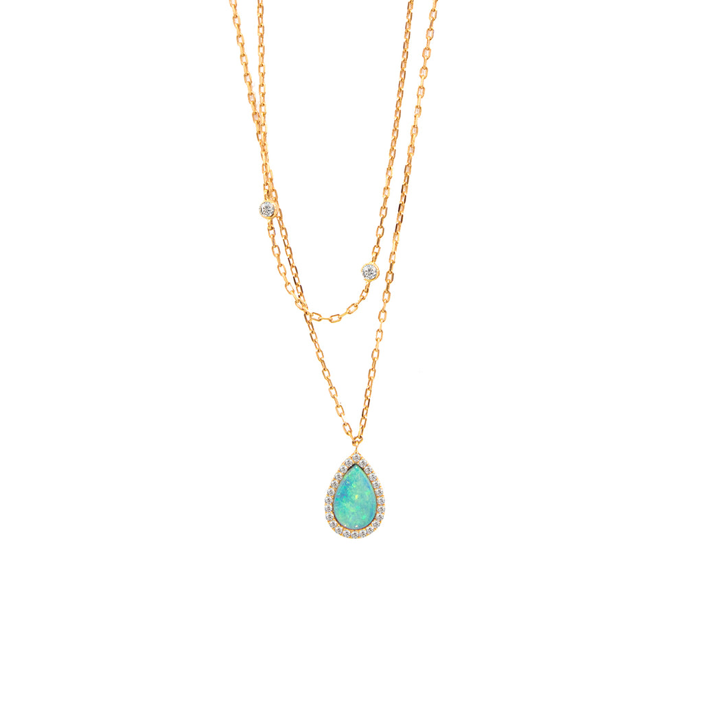 Opal and Diamond Chain Necklace