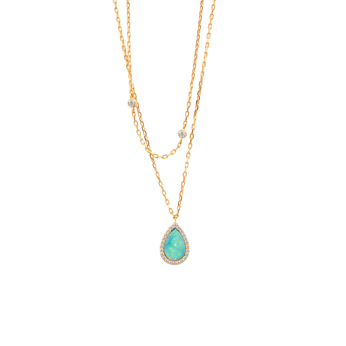 Opal and Diamond Chain Necklace