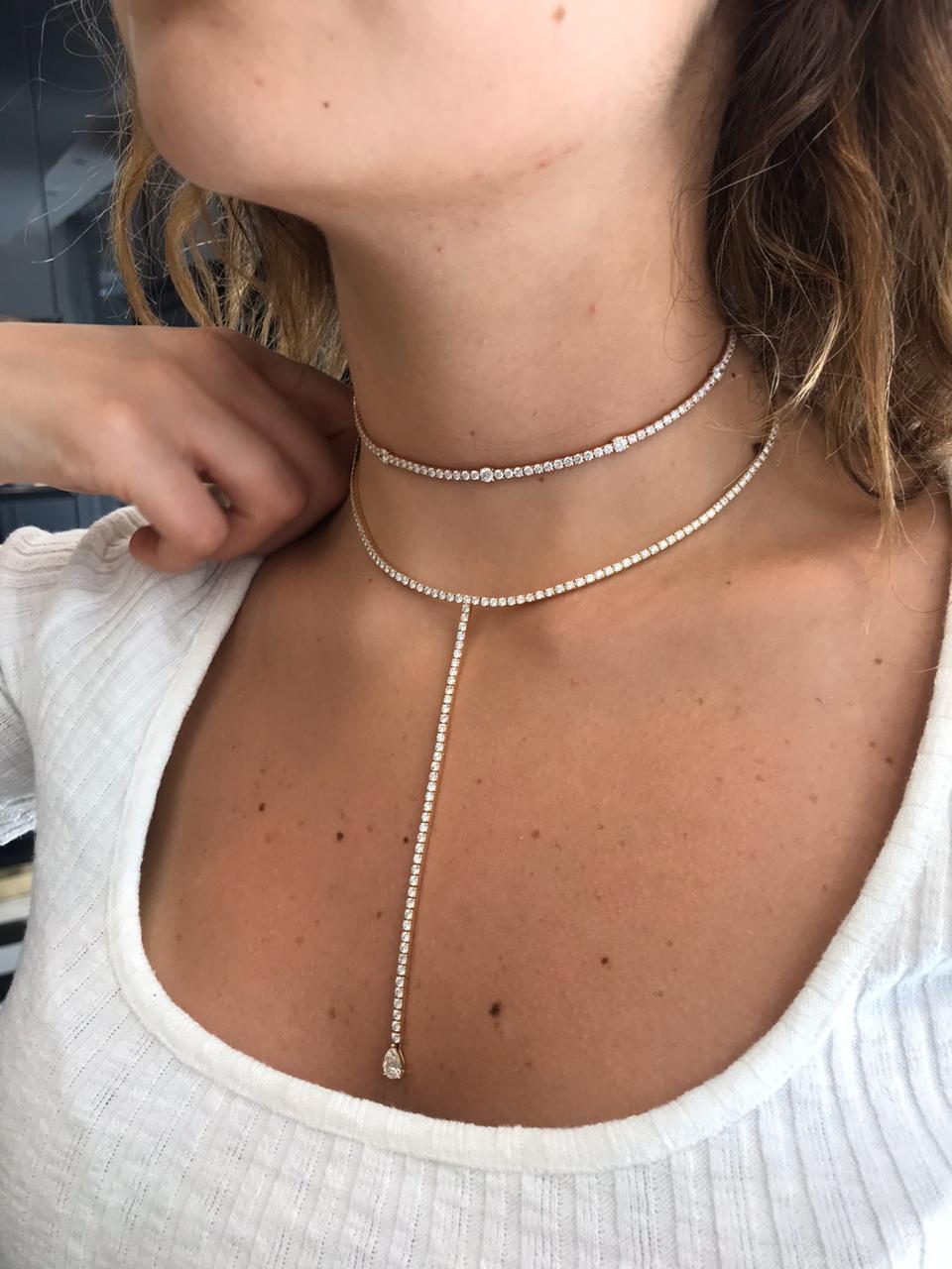 Long Pear Diamond Sliding Choker