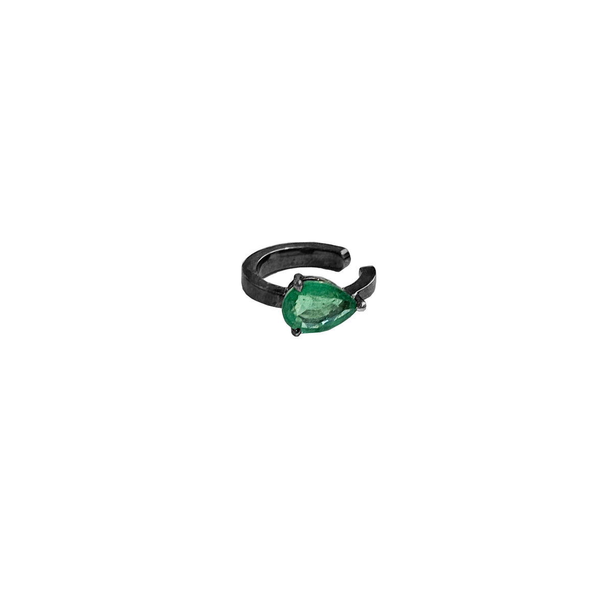 Emerald On Black Gold Earcuff