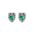 Green Emerald  Shield  Earring