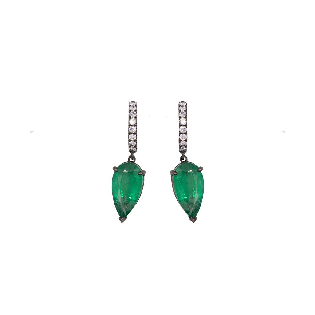 Pear Emerald Hoops